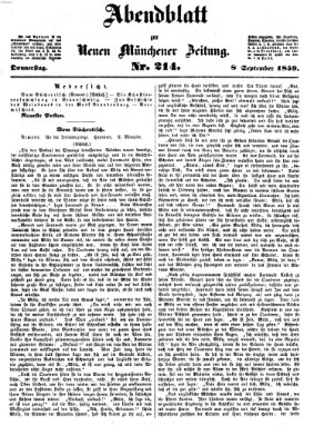 Neue Münchener Zeitung. Morgenblatt (Süddeutsche Presse) Donnerstag 8. September 1859