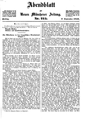 Neue Münchener Zeitung. Morgenblatt (Süddeutsche Presse) Freitag 9. September 1859