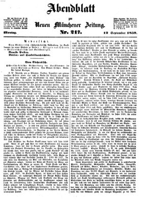 Neue Münchener Zeitung. Morgenblatt (Süddeutsche Presse) Montag 12. September 1859