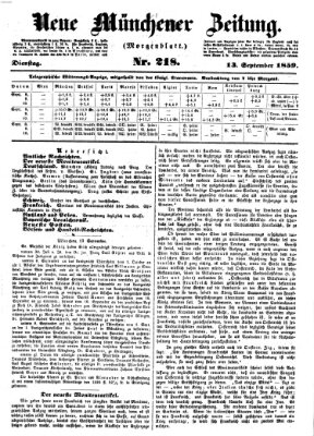 Neue Münchener Zeitung. Morgenblatt (Süddeutsche Presse) Dienstag 13. September 1859