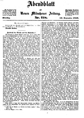 Neue Münchener Zeitung. Morgenblatt (Süddeutsche Presse) Dienstag 13. September 1859