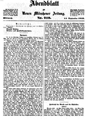 Neue Münchener Zeitung. Morgenblatt (Süddeutsche Presse) Mittwoch 14. September 1859