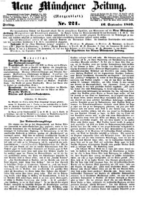 Neue Münchener Zeitung. Morgenblatt (Süddeutsche Presse) Freitag 16. September 1859