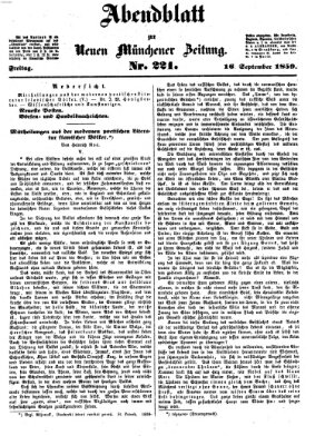 Neue Münchener Zeitung. Morgenblatt (Süddeutsche Presse) Freitag 16. September 1859