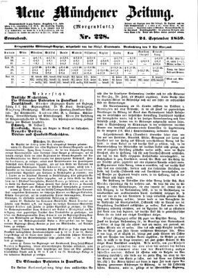 Neue Münchener Zeitung. Morgenblatt (Süddeutsche Presse) Samstag 24. September 1859