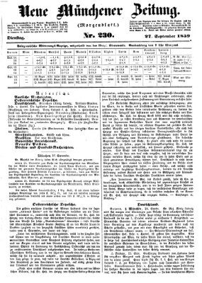 Neue Münchener Zeitung. Morgenblatt (Süddeutsche Presse) Dienstag 27. September 1859