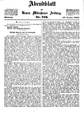 Neue Münchener Zeitung. Morgenblatt (Süddeutsche Presse) Mittwoch 12. Oktober 1859