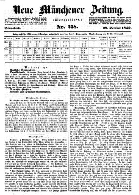 Neue Münchener Zeitung. Morgenblatt (Süddeutsche Presse) Samstag 29. Oktober 1859