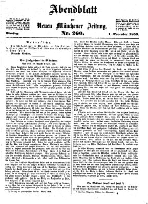 Neue Münchener Zeitung. Morgenblatt (Süddeutsche Presse) Dienstag 1. November 1859