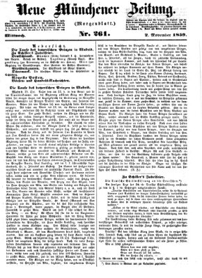 Neue Münchener Zeitung. Morgenblatt (Süddeutsche Presse) Mittwoch 2. November 1859