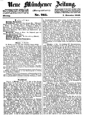 Neue Münchener Zeitung. Morgenblatt (Süddeutsche Presse) Montag 7. November 1859