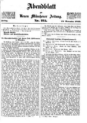 Neue Münchener Zeitung. Morgenblatt (Süddeutsche Presse) Freitag 18. November 1859