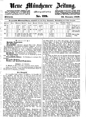 Neue Münchener Zeitung. Morgenblatt (Süddeutsche Presse) Mittwoch 23. November 1859