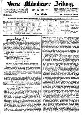 Neue Münchener Zeitung. Morgenblatt (Süddeutsche Presse) Mittwoch 30. November 1859