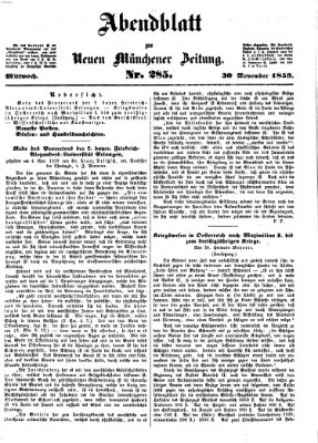 Neue Münchener Zeitung. Morgenblatt (Süddeutsche Presse) Mittwoch 30. November 1859