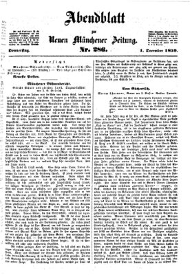 Neue Münchener Zeitung. Morgenblatt (Süddeutsche Presse) Donnerstag 1. Dezember 1859