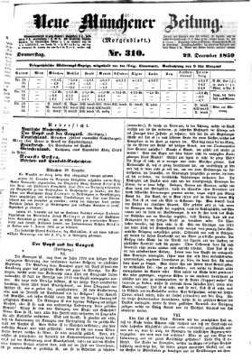 Neue Münchener Zeitung. Morgenblatt (Süddeutsche Presse) Donnerstag 29. Dezember 1859