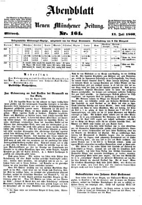 Neue Münchener Zeitung. Morgenblatt (Süddeutsche Presse) Mittwoch 11. Juli 1860