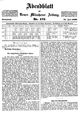 Neue Münchener Zeitung. Morgenblatt (Süddeutsche Presse) Samstag 21. Juli 1860