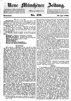 Neue Münchener Zeitung. Morgenblatt (Süddeutsche Presse) Samstag 28. Juli 1860