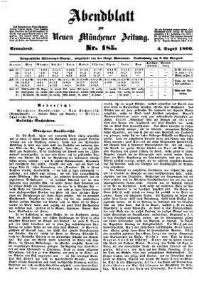 Neue Münchener Zeitung. Morgenblatt (Süddeutsche Presse) Samstag 4. August 1860