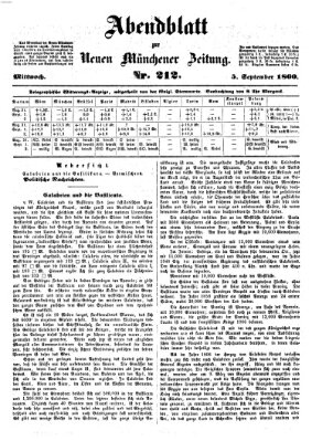 Neue Münchener Zeitung. Morgenblatt (Süddeutsche Presse) Mittwoch 5. September 1860