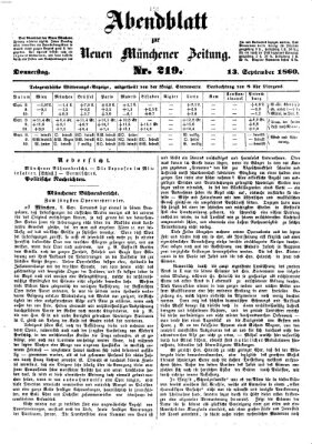 Neue Münchener Zeitung. Morgenblatt (Süddeutsche Presse) Donnerstag 13. September 1860