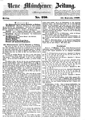 Neue Münchener Zeitung. Morgenblatt (Süddeutsche Presse) Freitag 14. September 1860