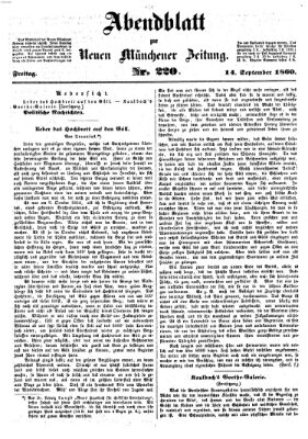 Neue Münchener Zeitung. Morgenblatt (Süddeutsche Presse) Freitag 14. September 1860