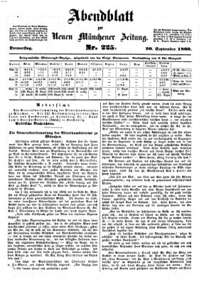 Neue Münchener Zeitung. Morgenblatt (Süddeutsche Presse) Donnerstag 20. September 1860