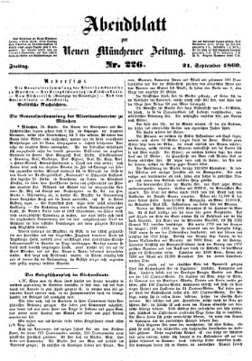 Neue Münchener Zeitung. Morgenblatt (Süddeutsche Presse) Freitag 21. September 1860