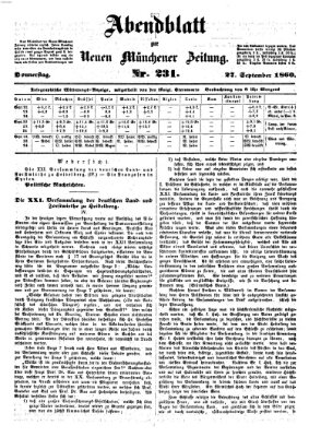 Neue Münchener Zeitung. Morgenblatt (Süddeutsche Presse) Donnerstag 27. September 1860