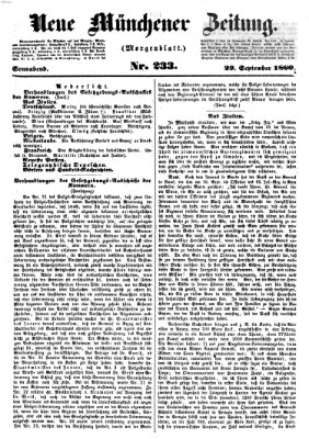 Neue Münchener Zeitung. Morgenblatt (Süddeutsche Presse) Samstag 29. September 1860