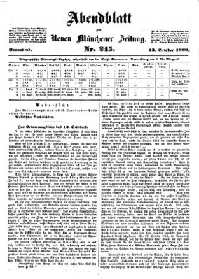 Neue Münchener Zeitung. Morgenblatt (Süddeutsche Presse) Samstag 13. Oktober 1860