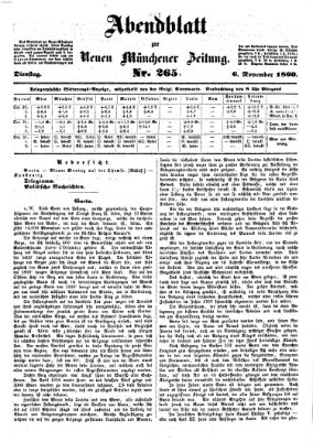 Neue Münchener Zeitung. Morgenblatt (Süddeutsche Presse) Dienstag 6. November 1860