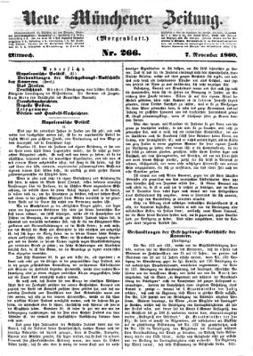 Neue Münchener Zeitung. Morgenblatt (Süddeutsche Presse) Mittwoch 7. November 1860