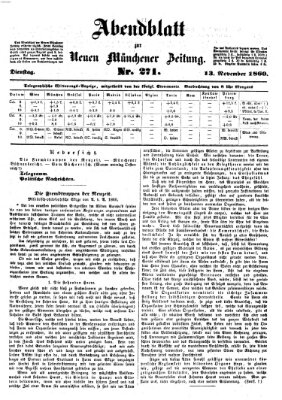 Neue Münchener Zeitung. Morgenblatt (Süddeutsche Presse) Dienstag 13. November 1860