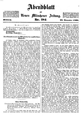 Neue Münchener Zeitung. Morgenblatt (Süddeutsche Presse) Mittwoch 28. November 1860