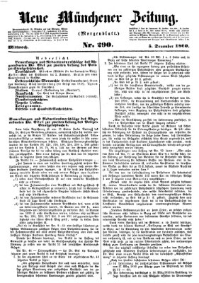 Neue Münchener Zeitung. Morgenblatt (Süddeutsche Presse) Mittwoch 5. Dezember 1860