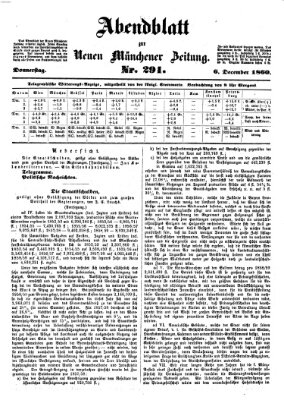 Neue Münchener Zeitung. Morgenblatt (Süddeutsche Presse) Donnerstag 6. Dezember 1860