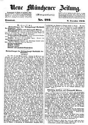 Neue Münchener Zeitung. Morgenblatt (Süddeutsche Presse) Samstag 8. Dezember 1860