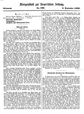 Bayerische Zeitung. Mittag-Ausgabe (Süddeutsche Presse) Mittwoch 3. September 1862