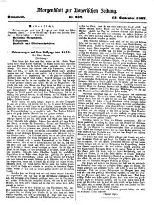 Bayerische Zeitung. Mittag-Ausgabe (Süddeutsche Presse) Samstag 13. September 1862