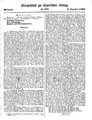 Bayerische Zeitung. Mittag-Ausgabe (Süddeutsche Presse) Mittwoch 3. Dezember 1862