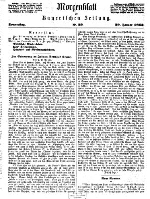 Bayerische Zeitung. Mittag-Ausgabe (Süddeutsche Presse) Donnerstag 29. Januar 1863