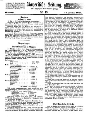 Bayerische Zeitung. Mittag-Ausgabe (Süddeutsche Presse) Mittwoch 17. Februar 1864