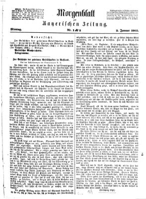 Bayerische Zeitung. Mittag-Ausgabe (Süddeutsche Presse) Montag 2. Januar 1865