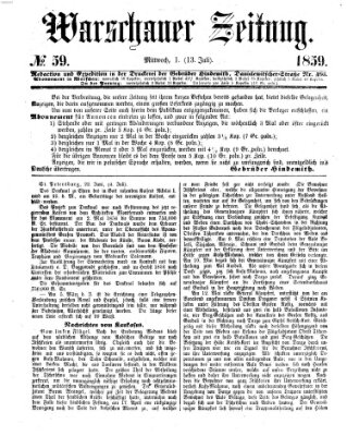 Warschauer Zeitung Mittwoch 13. Juli 1859