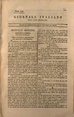 Giornale italiano Donnerstag 1. Dezember 1808