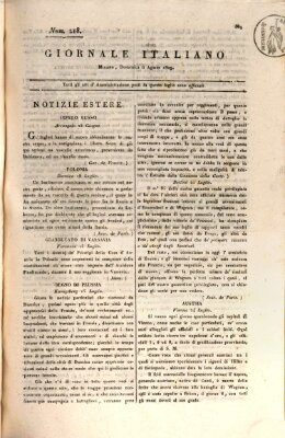 Giornale italiano Sonntag 6. August 1809